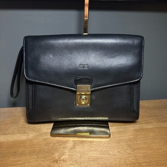Balenciaga Double B Leather Clutch - Picture 1 of 15